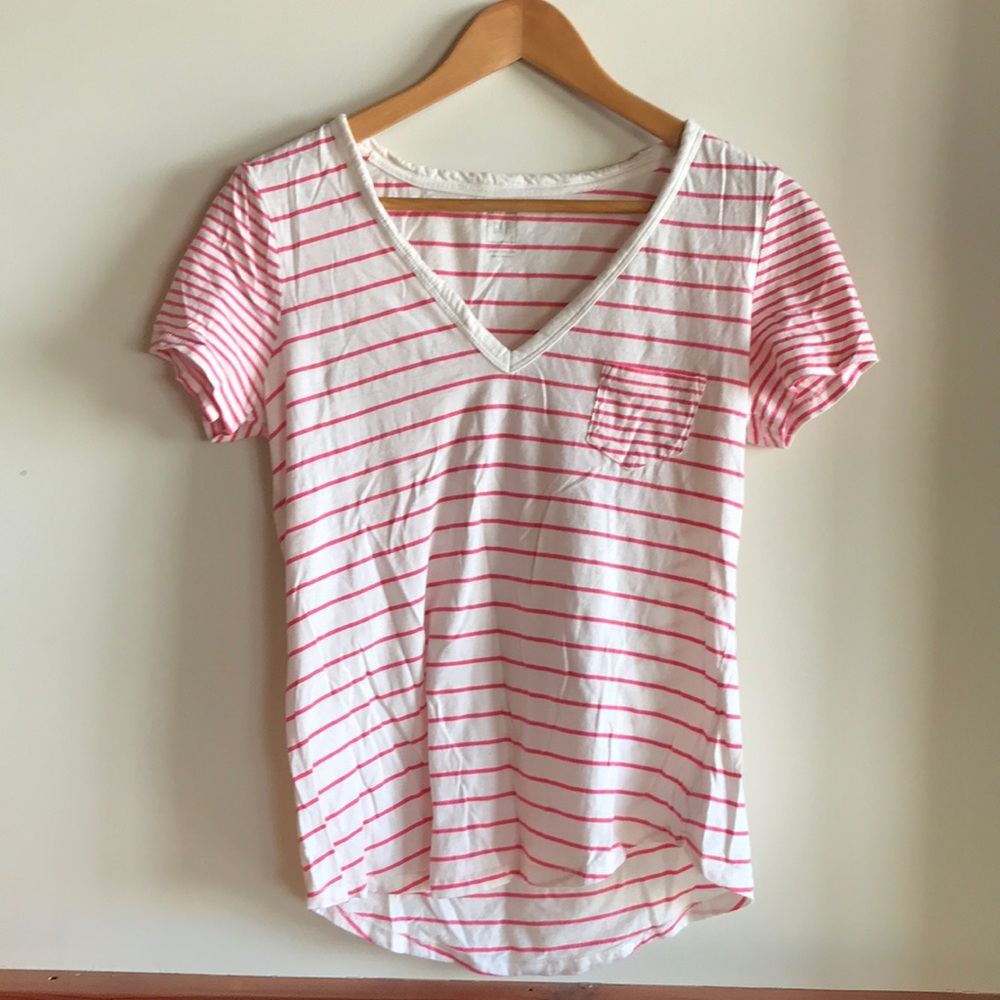 Pink and white striped tee